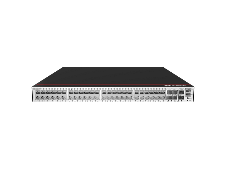 Switch Huawei CloudEngine S5735-L48P4XE PoE 800W vista frontal Puertos del Huawei CloudEngine S5735-L48P4XE-A-V2 Diagrama de red con switch Huawei CloudEngine S5735 Especificaciones técnicas del Huawei S5735-L48P4XE PoE Instalación del Huawei CloudEngine S5735 PoE 800W