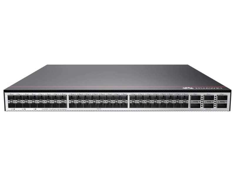 Switch Huawei CloudEngine S6730-H48X6C vista frontal Puertos del Huawei CloudEngine S6730-H48X6C Conectividad del Huawei S6730-H48X6C en rack Huawei S6730-H48X6C 48 puertos 10GE y 6 puertos 40GE Especificaciones técnicas Huawei CloudEngine S6730-H48X6C