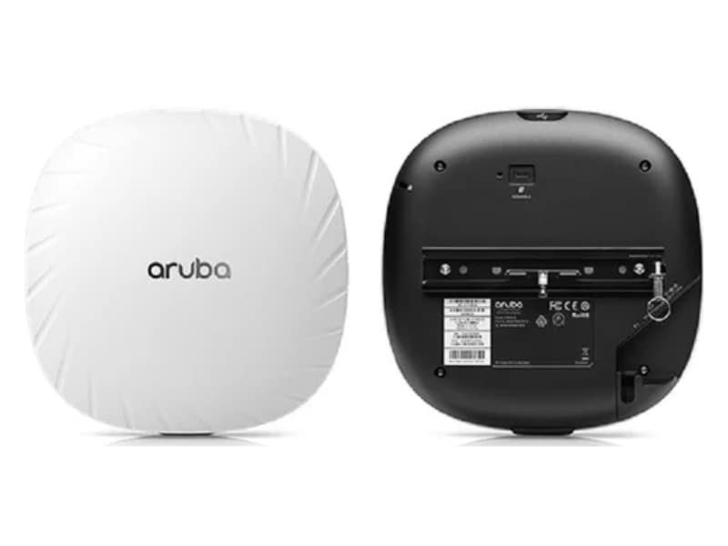 Vista frontal del AP WiFi Aruba AP-515 Q9H62A Punto de acceso Aruba AP-515 Q9H62A con WiFi 6 Hardware del AP WiFi Aruba AP-515 Especificaciones del Aruba AP-515 Q9H62A Aruba AP-515 WiFi 6 montado en techo